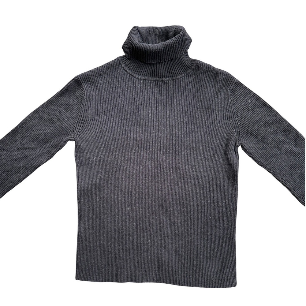 Relativity Turtleneck Sweater Women Medium Black Excellent Ribbed Cotton Knit